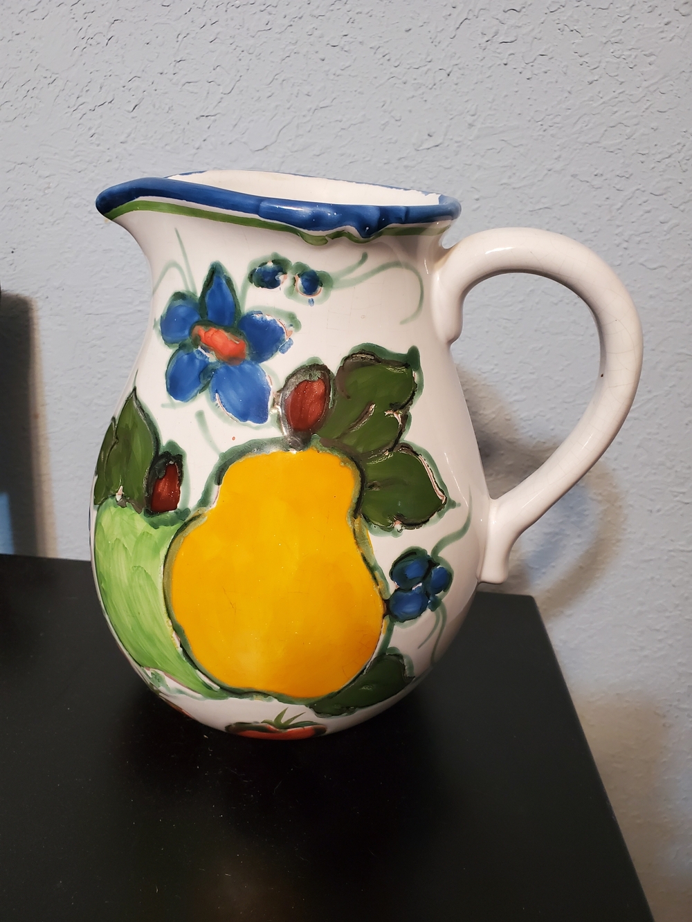Vintage Ceramic Pear Floral Celina Portugal Pitcher